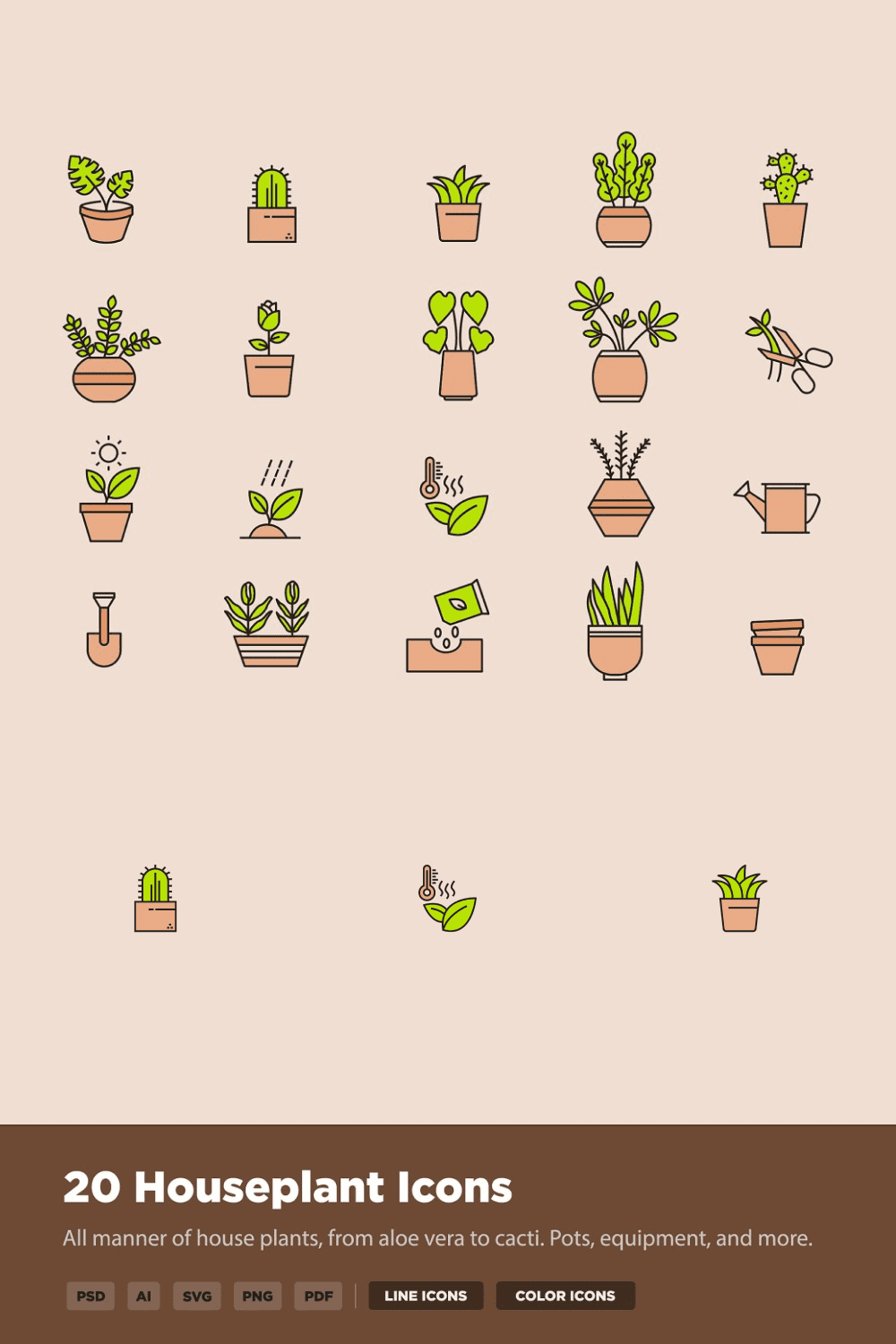 20 houseplant icons - pinterest image preview.
