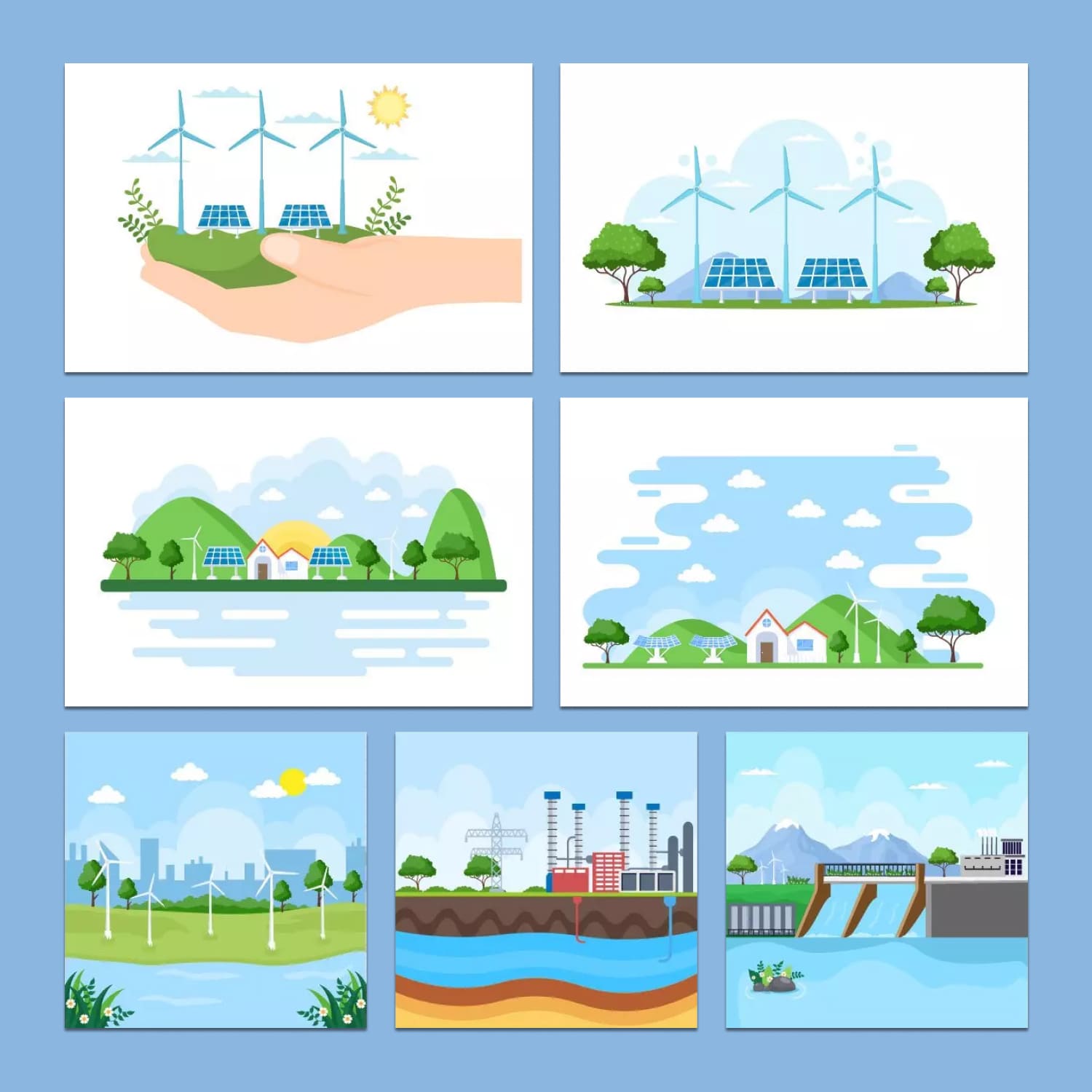 21 Ecological Sustainable Energy Supply Illustrations cover.