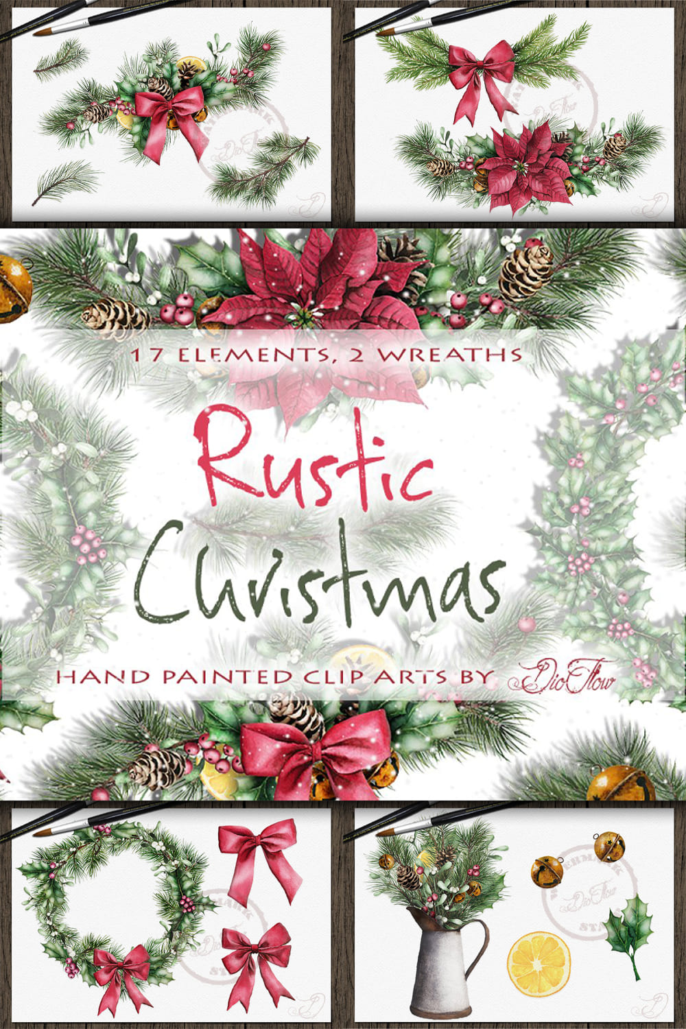 2102619 rustic christmas watercolor clip art pinterest 1000 1500