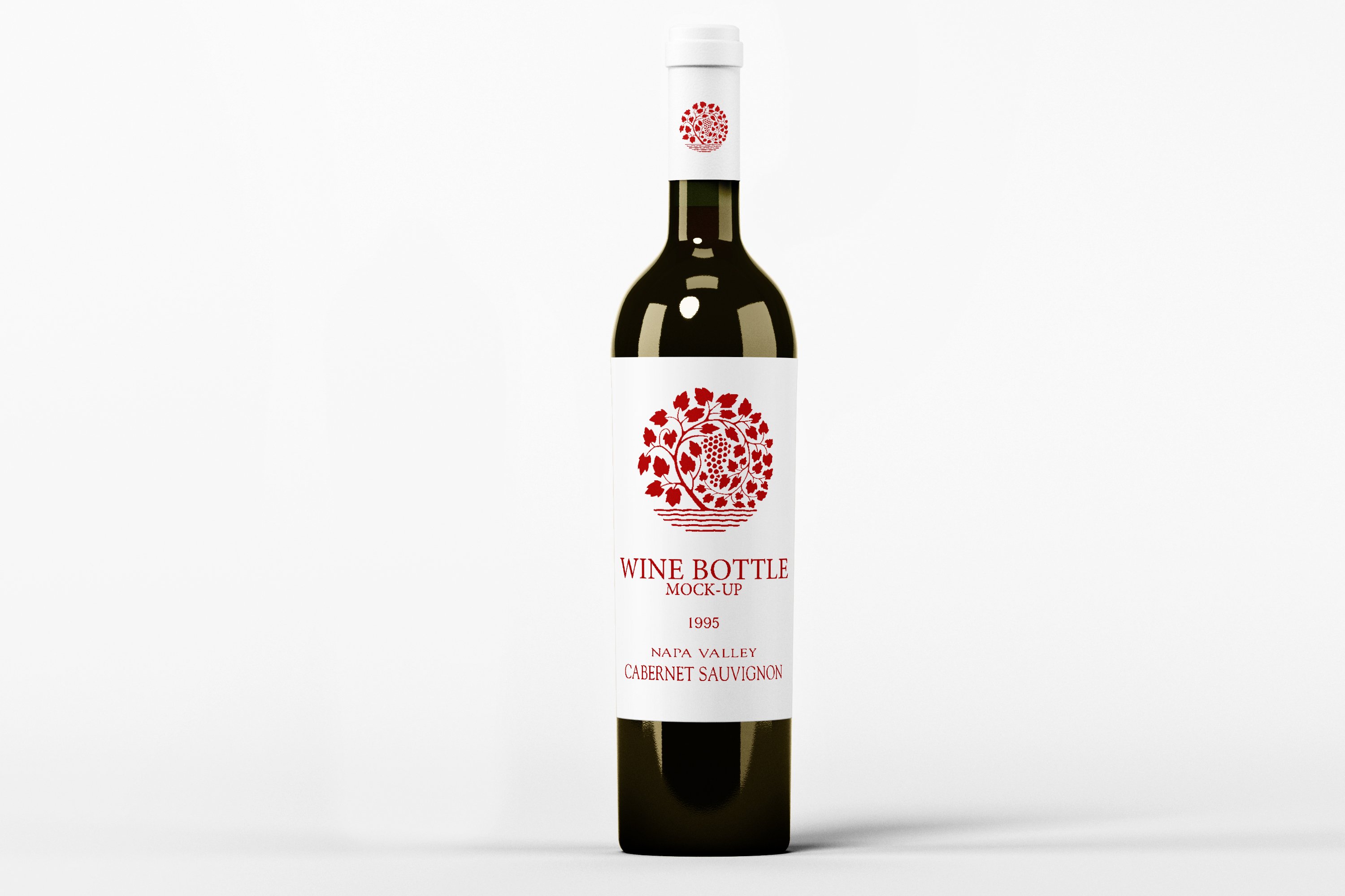 Simple white label with red flower logo.