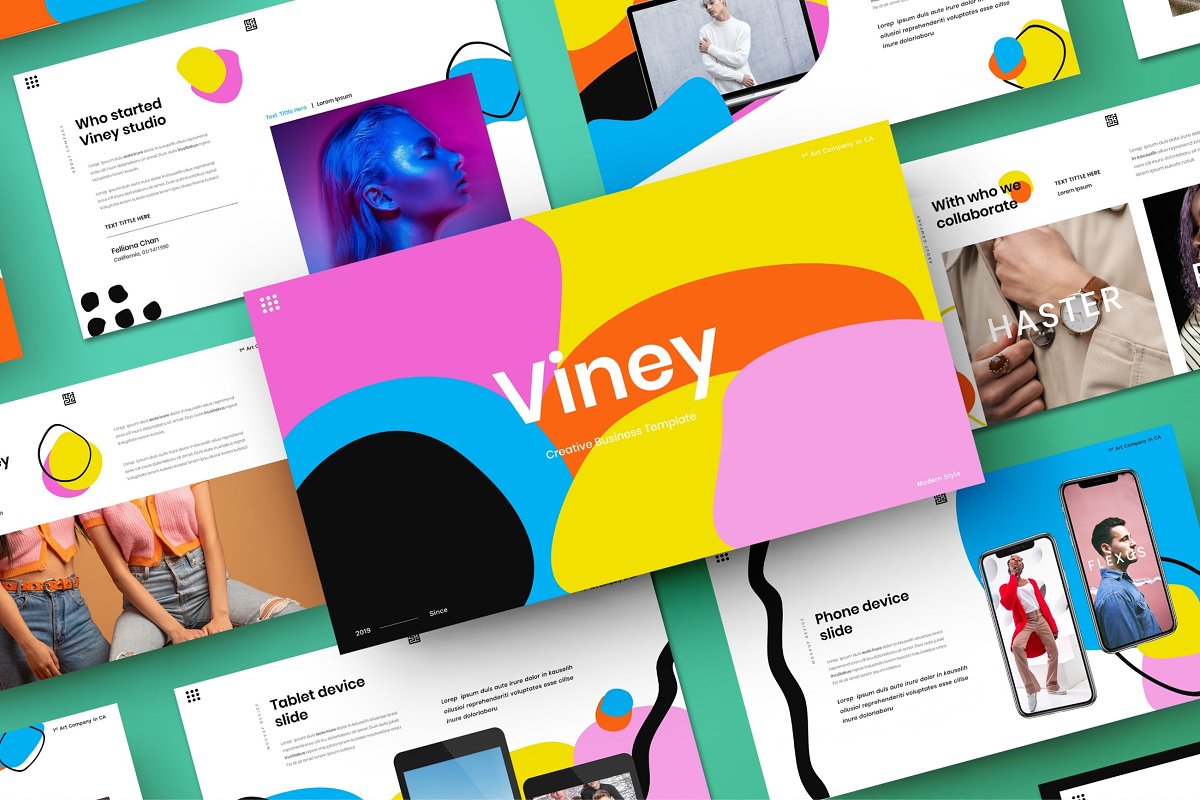 Colorful presentation for Viney studio.