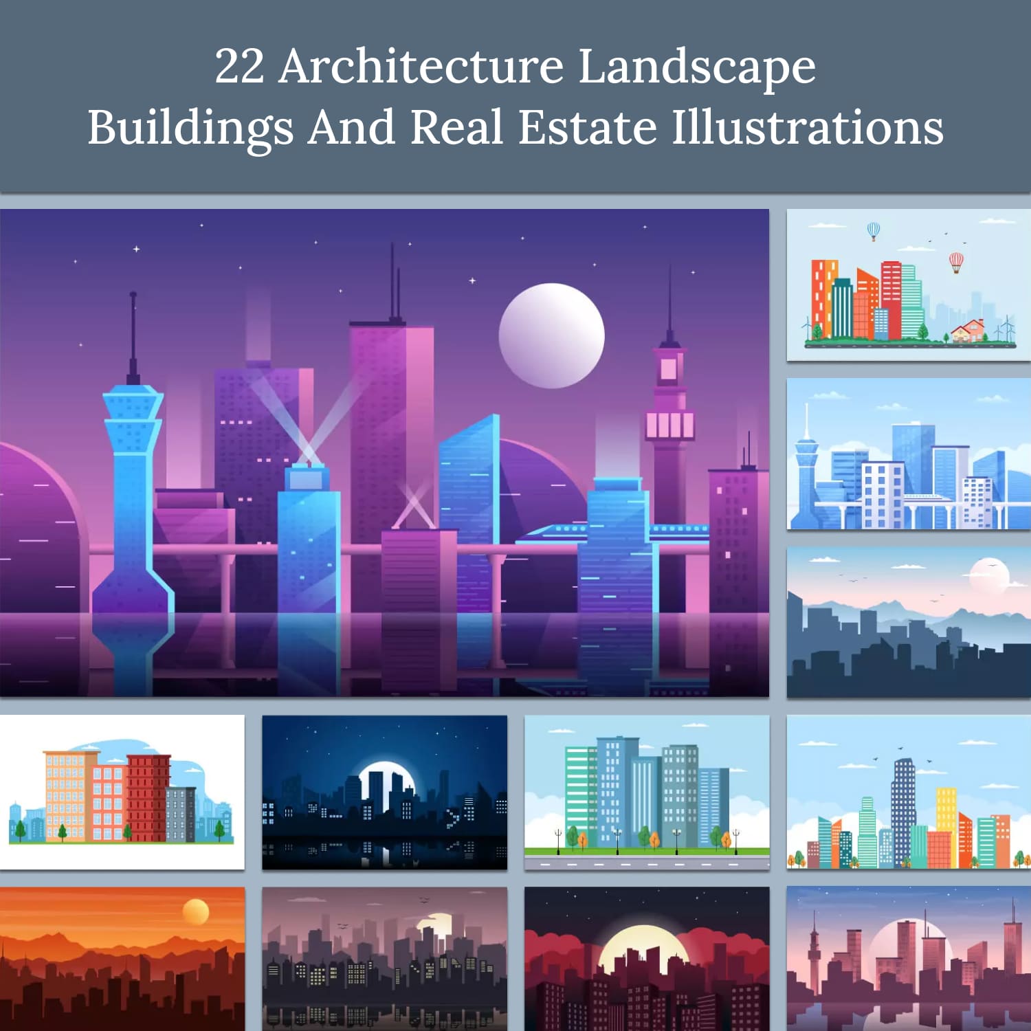 22 Architecture Landscape Buildings and Real Estate Illustrations.