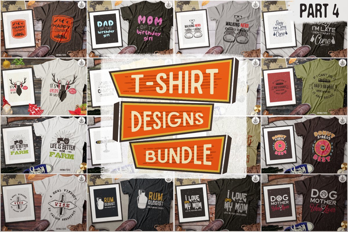 T-shirt designs bundle Part 4.