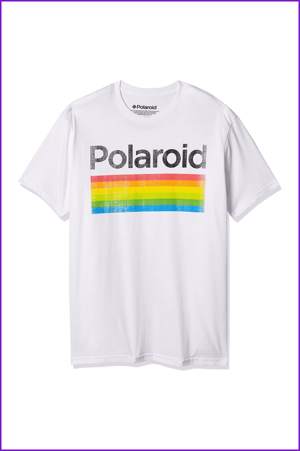 Mad Engine Men’s Classic Polaroid Logo Vintage Style Rainbow T-Shirt.