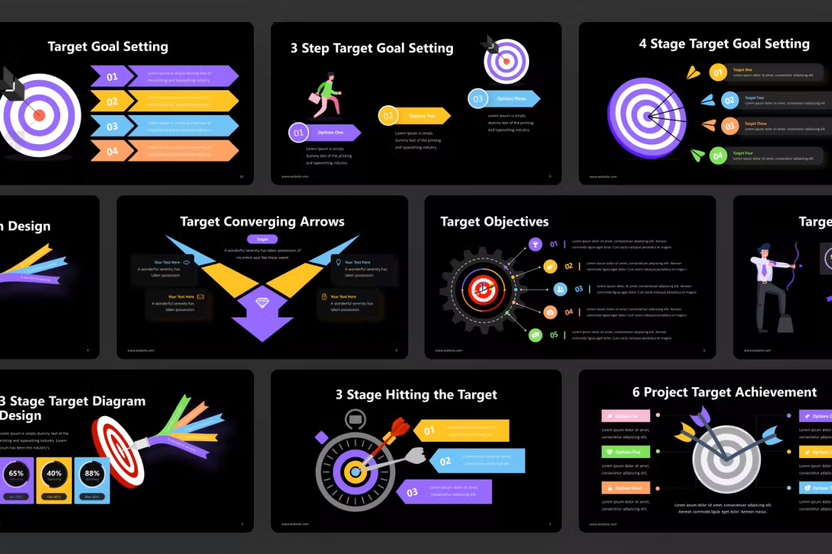 Night slide option with colorful elements and infographics.