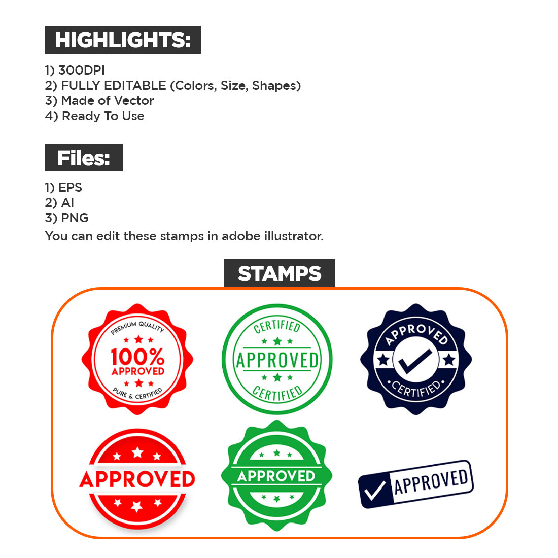 Pack Of 6 Approved Stamp Logos Preview Image.