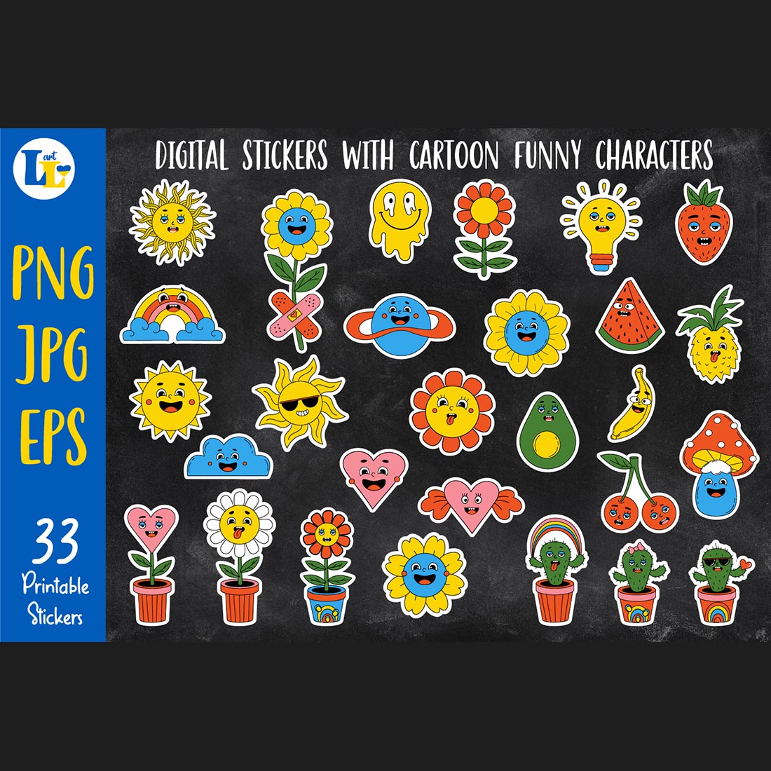 Funny Characters With Faces Bundle Cover Image.
