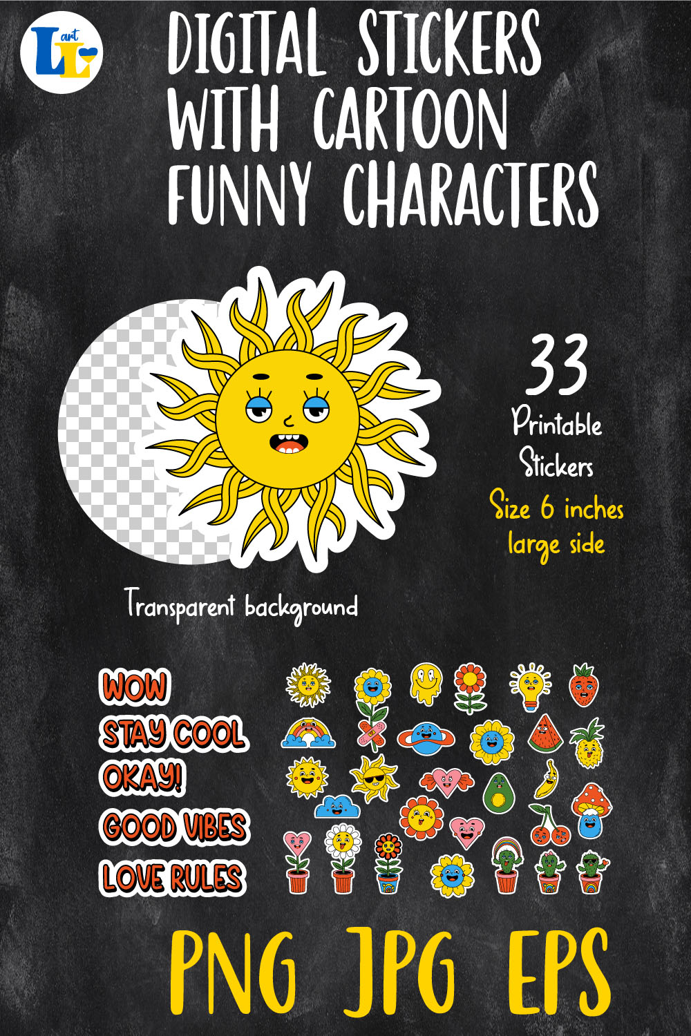 Funny Characters With Faces Bundle Pinterest Image.