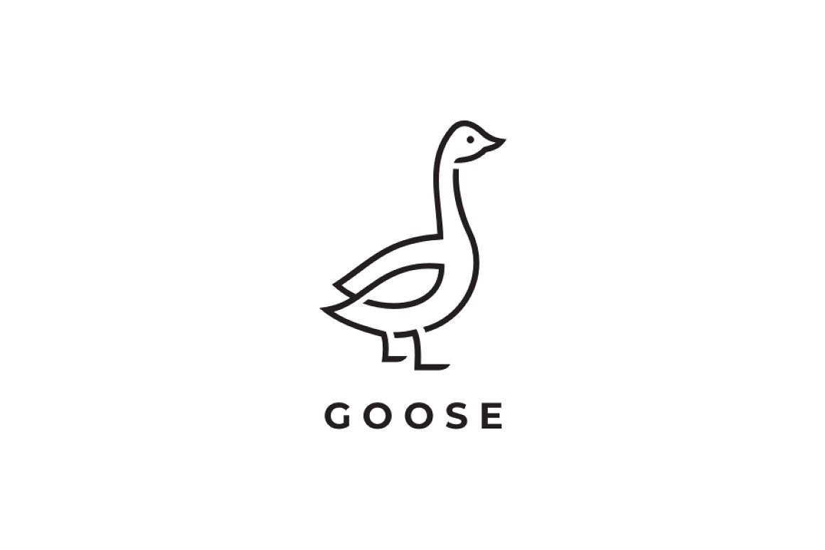 White background with black outline goose logo.