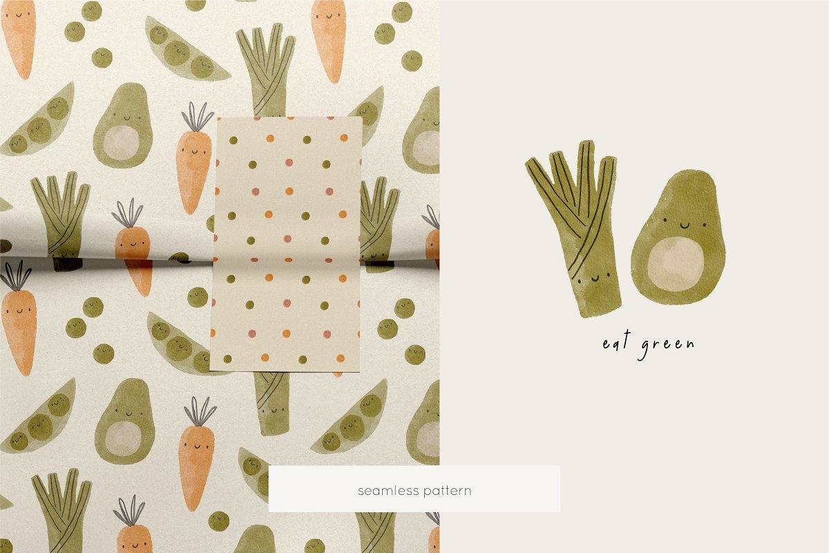 Vegetables seamless patterns.