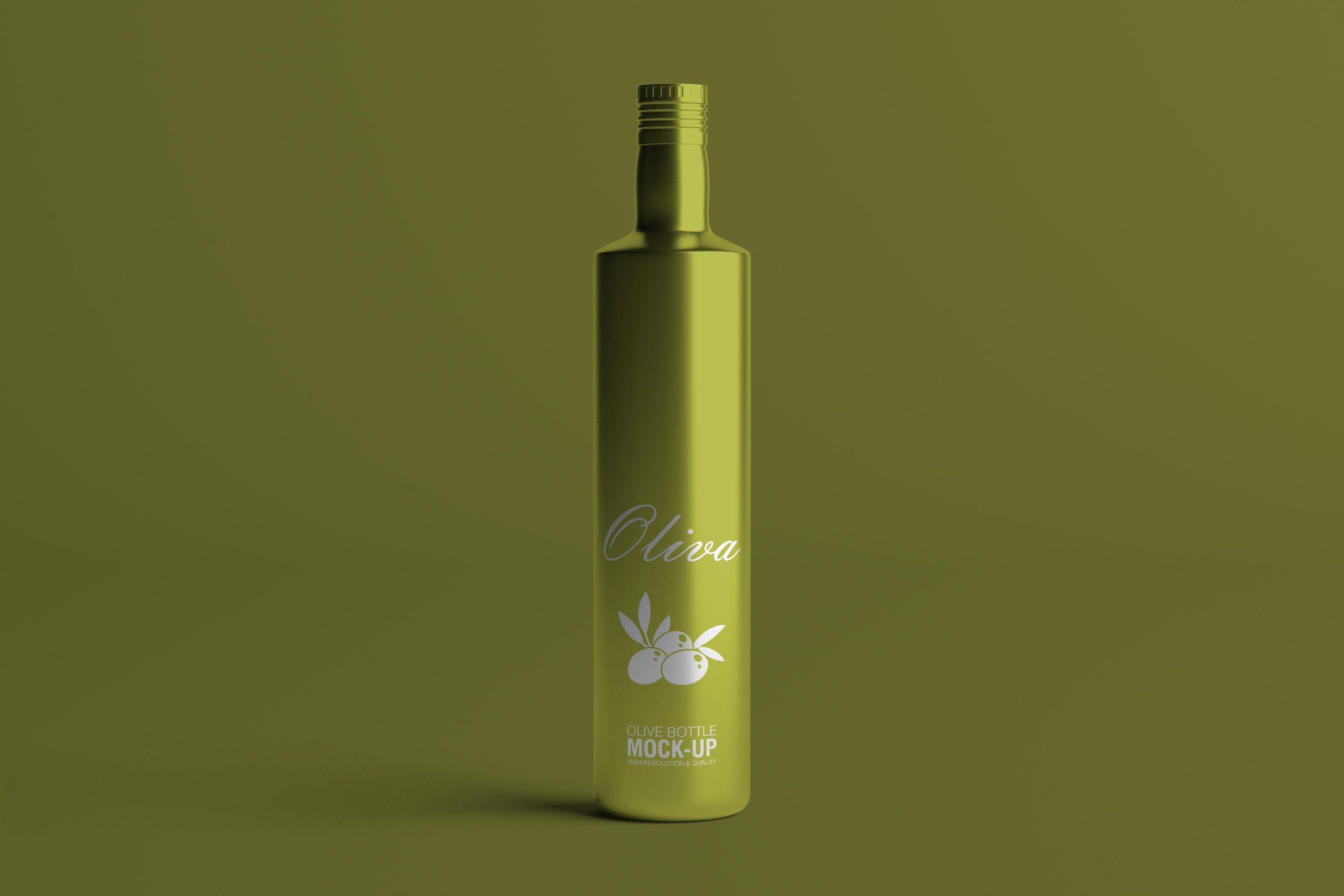 Matte olive big bottle with silver olive logo.