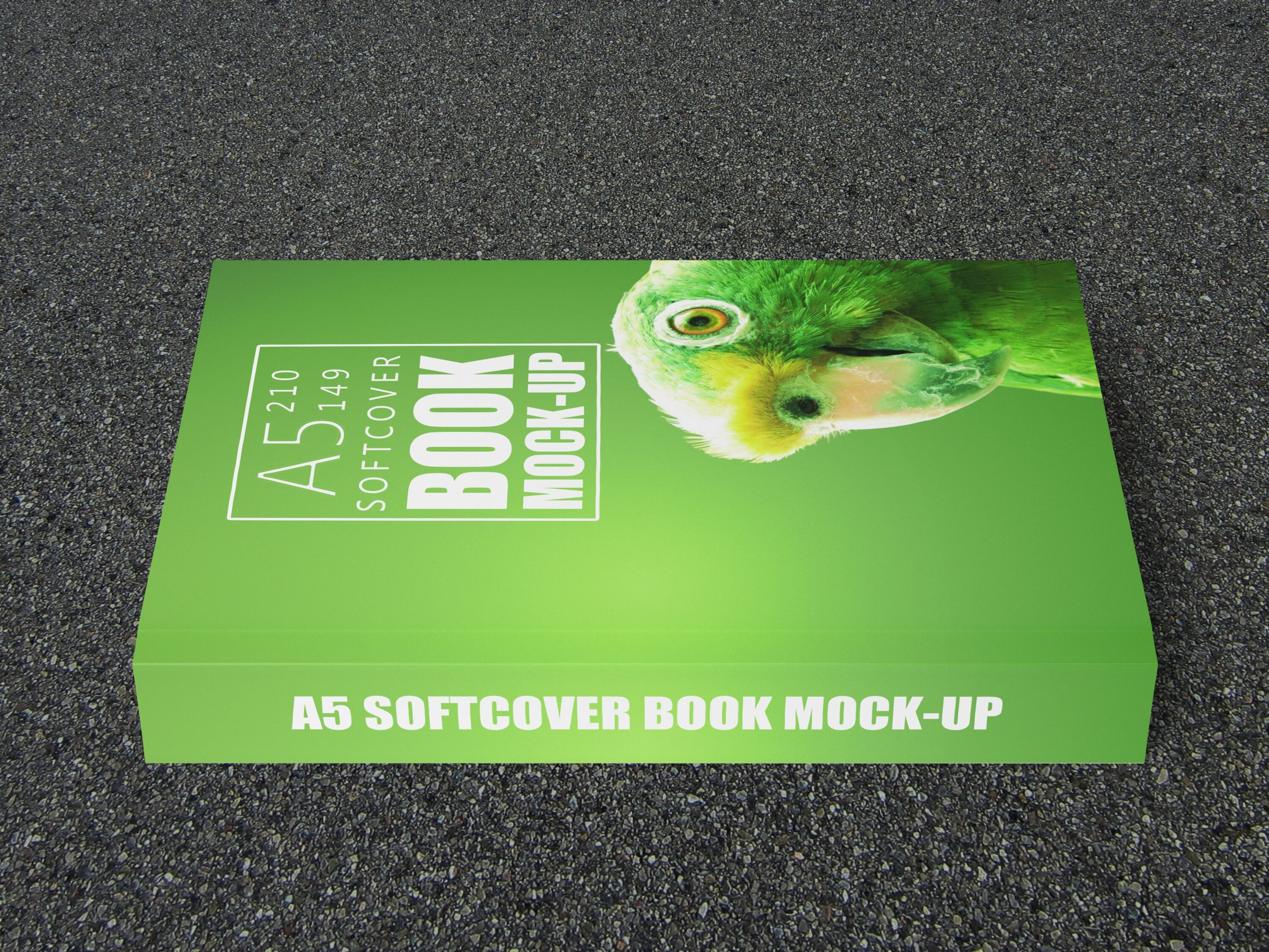 Big green book with a green parrot.
