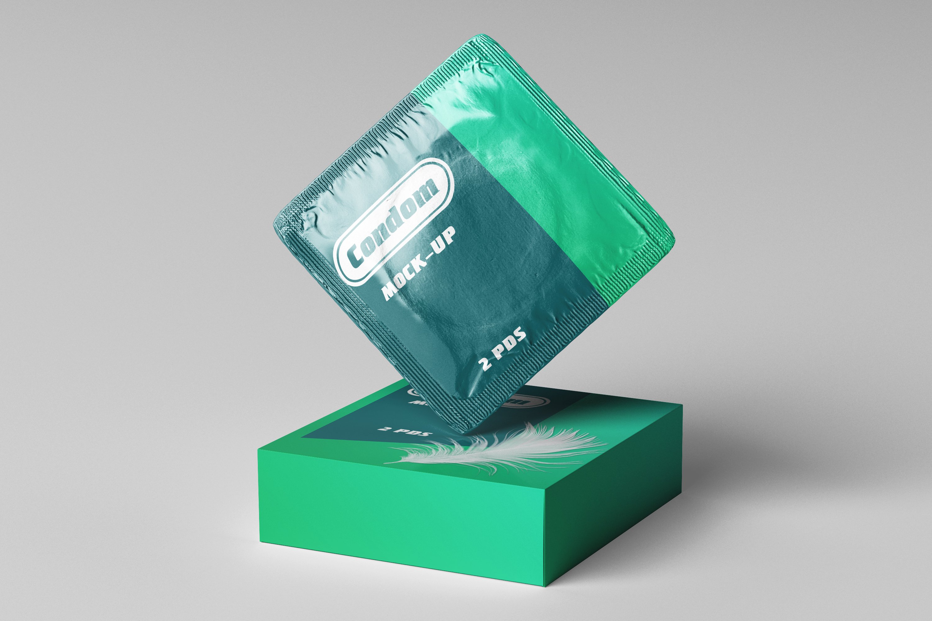 Green condom package.