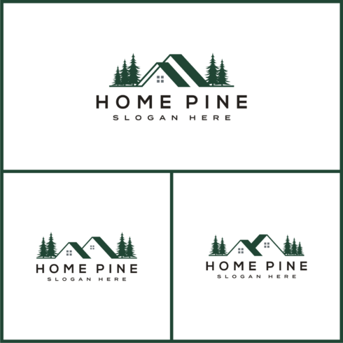 Set of Home Pine Tree Logo Vector Design Template COVER IMAGE.