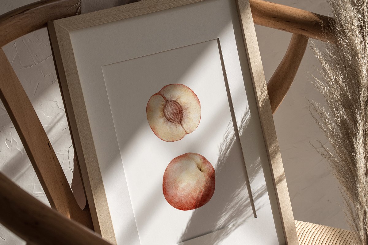 Watercolor peach elements - photo frame preview.