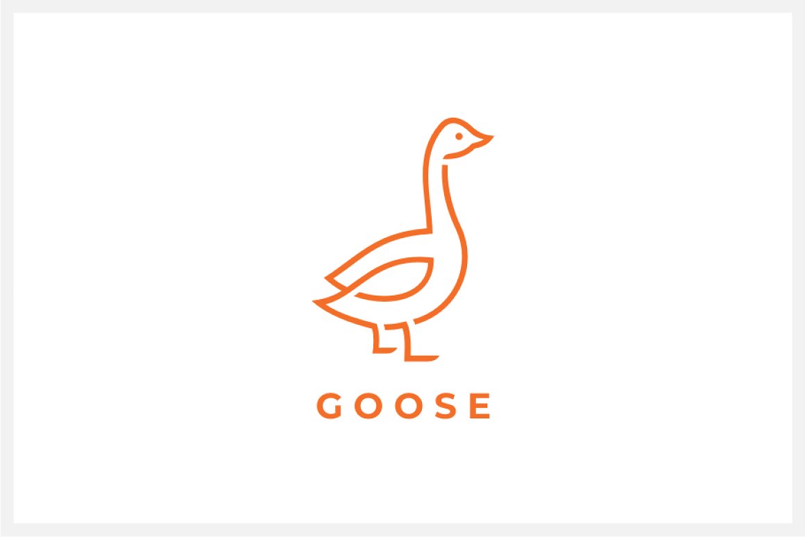 White background with orange outline goose logo.