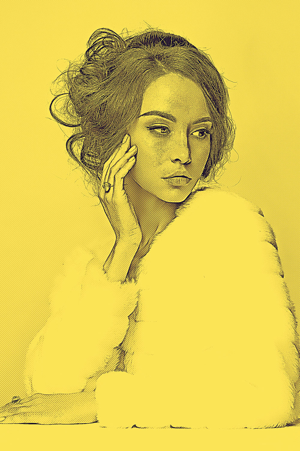 17 In 1 Moody Effect Photoshop Action Bundles Yellow Portrait Example.