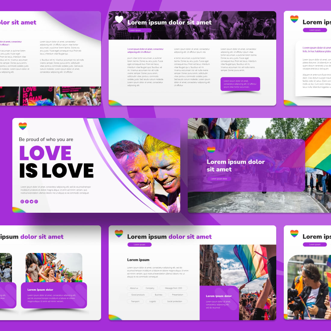 Love is Love LGBT Google Slides Theme cover.
