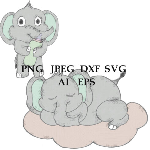 Cute Chalky Elephant Sticker Baby Set For Baby Room Cover Image.