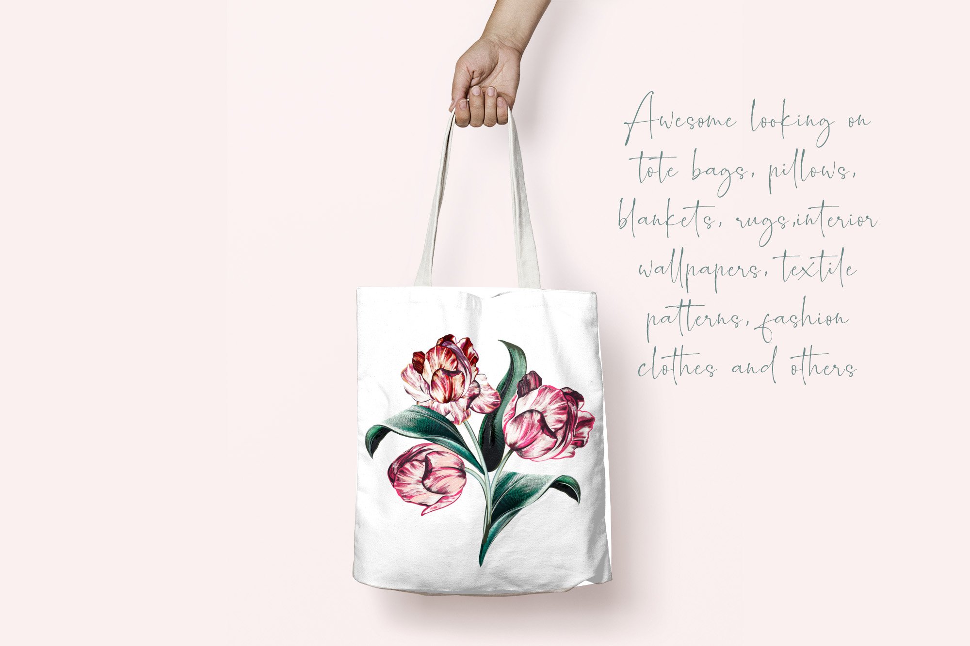 White eco bag with delicate flowers.