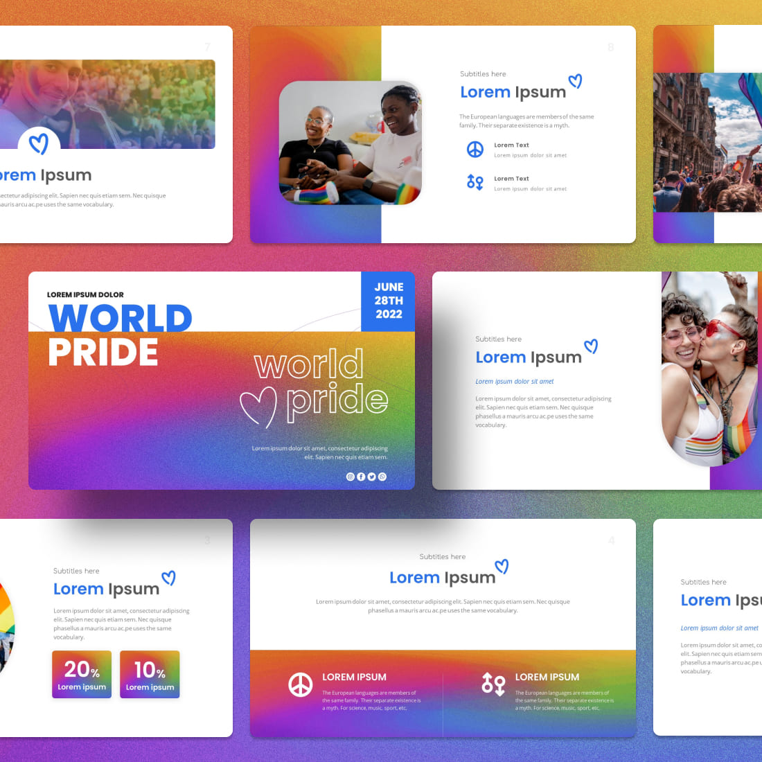World Pride Google Slides Theme cover.