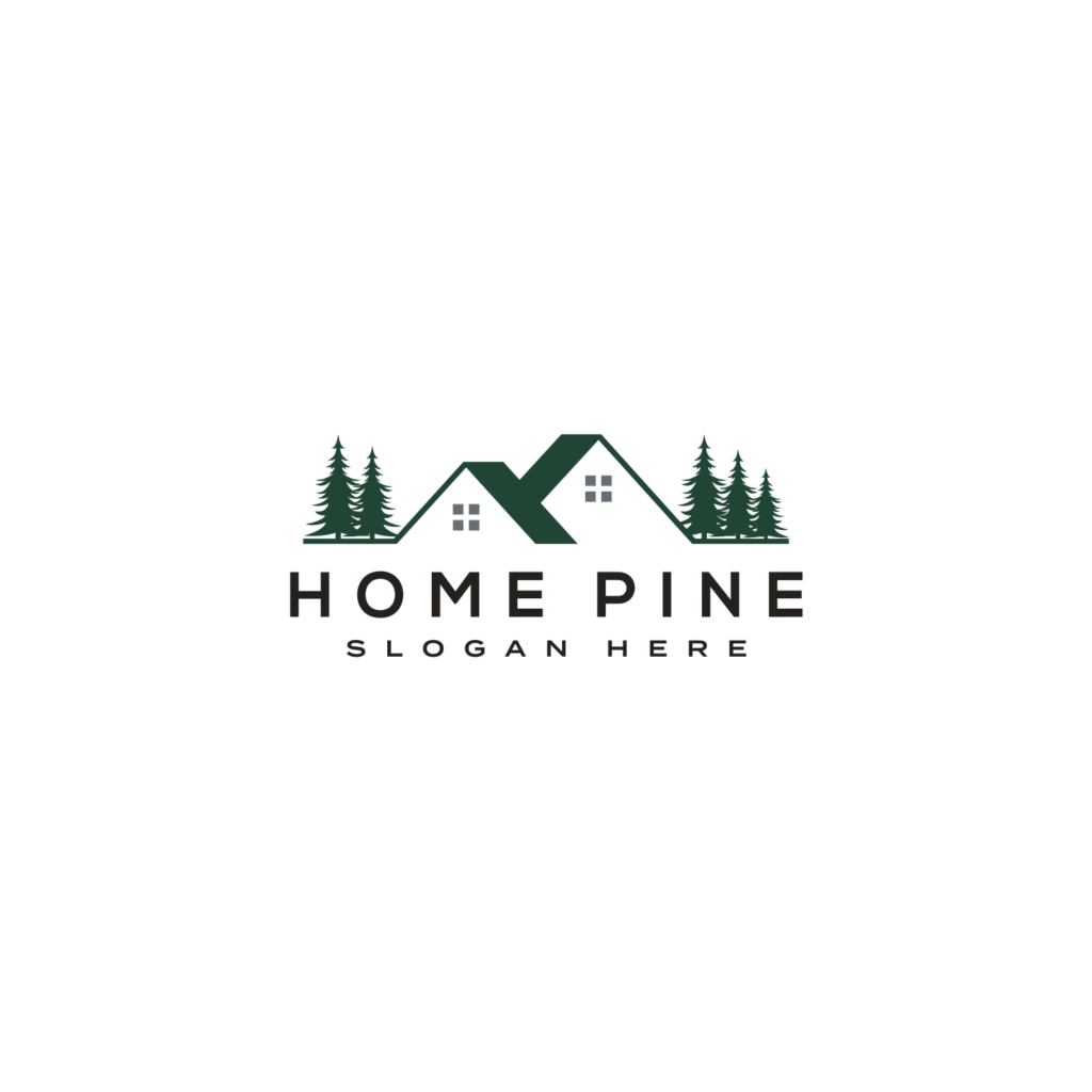 set of home pine tree logo vector design template - MasterBundles