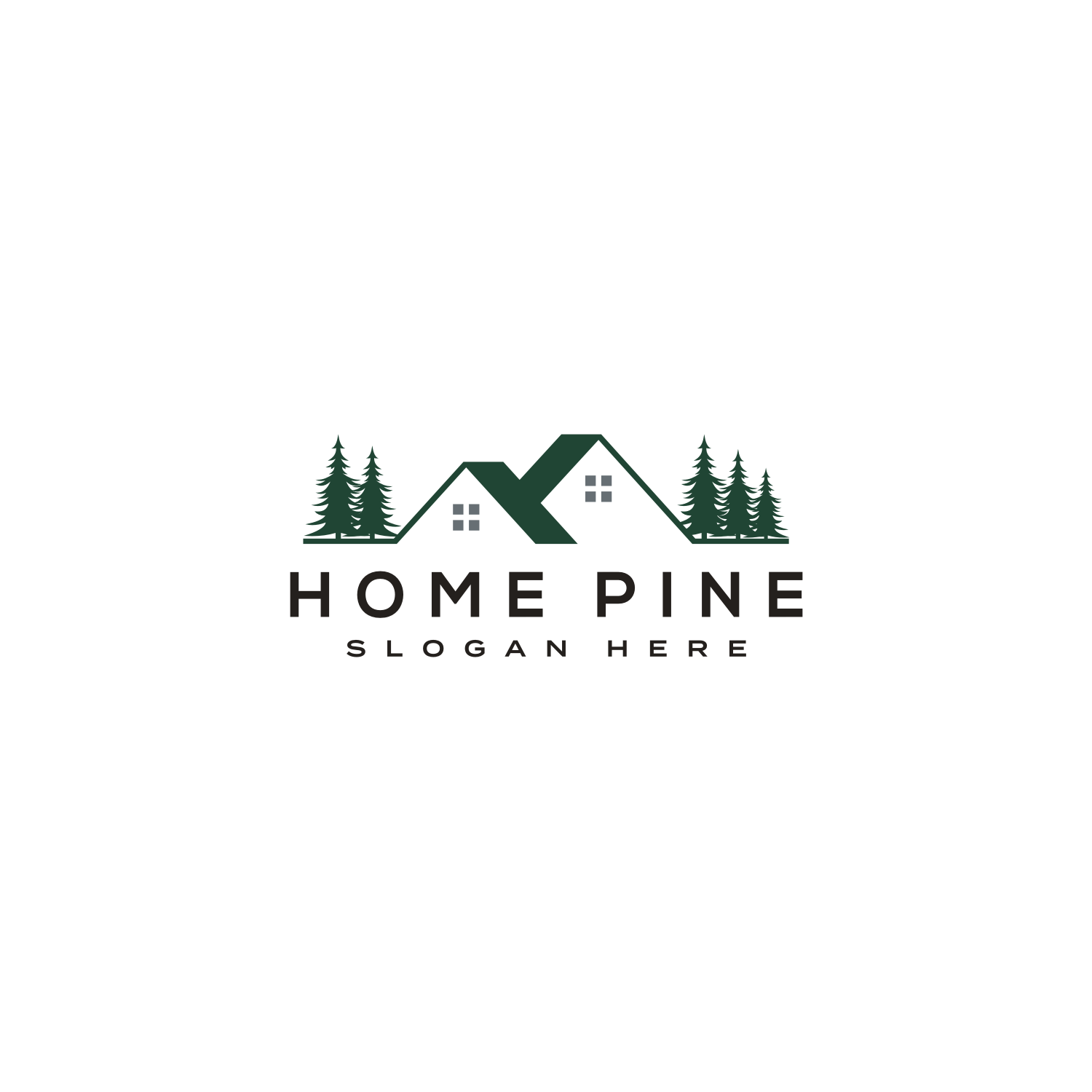 Set of Home Pine Tree Logo Vector Design Template