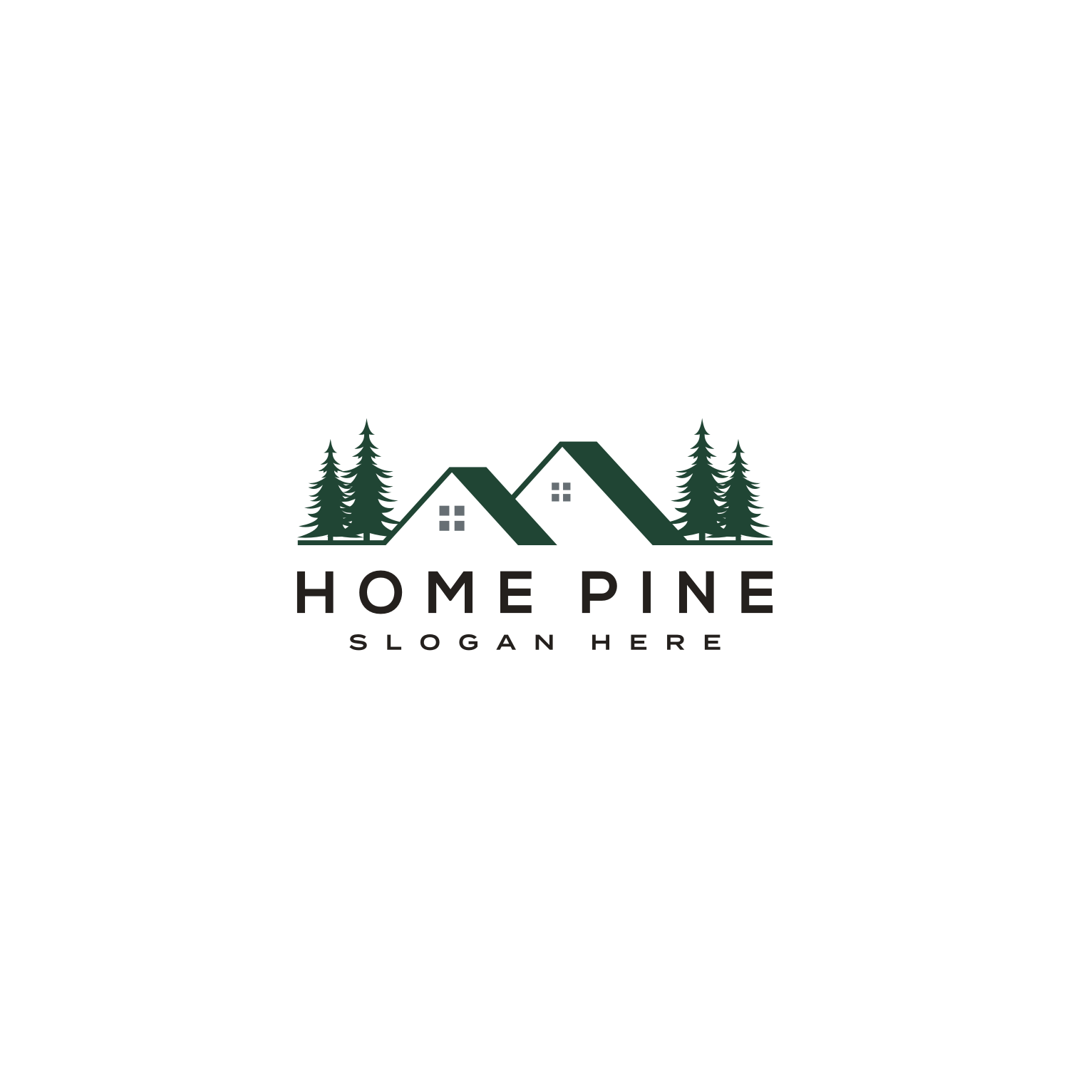 Set of Home Pine Tree Logo Vector Design Template previews.