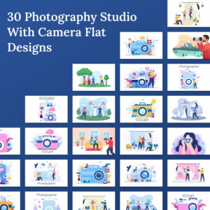 Photography Studio with Camera Flat Designs.