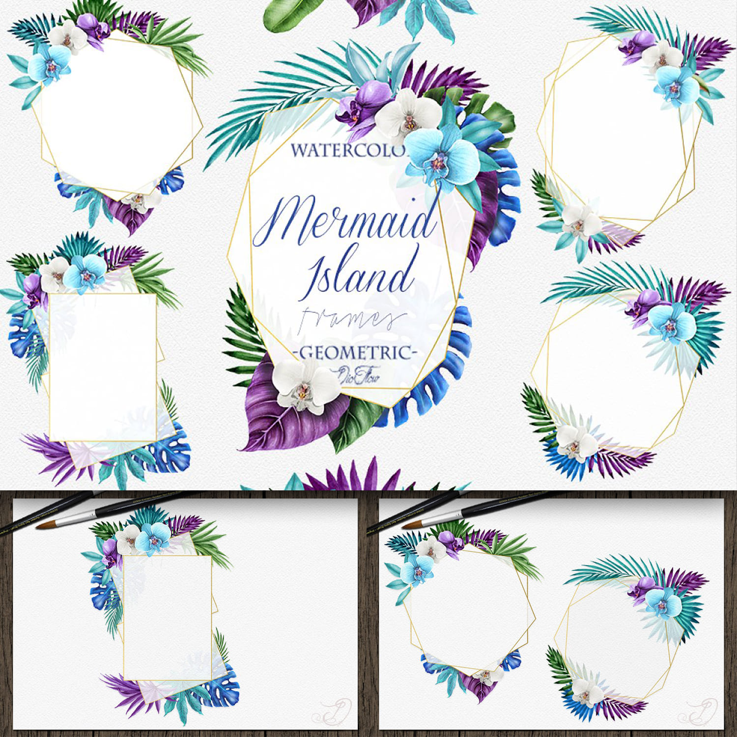 Mermaid Island Frames Clip Art cover.