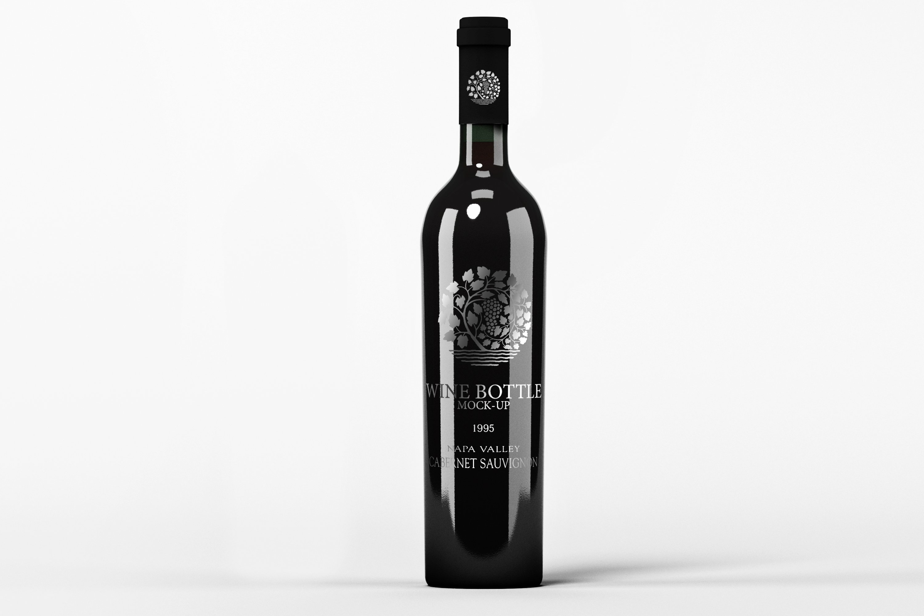 Glance black bottle with glance white flower label.