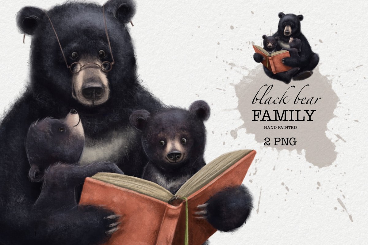 Cover image of Black Bear Illustration. Mothers Day.