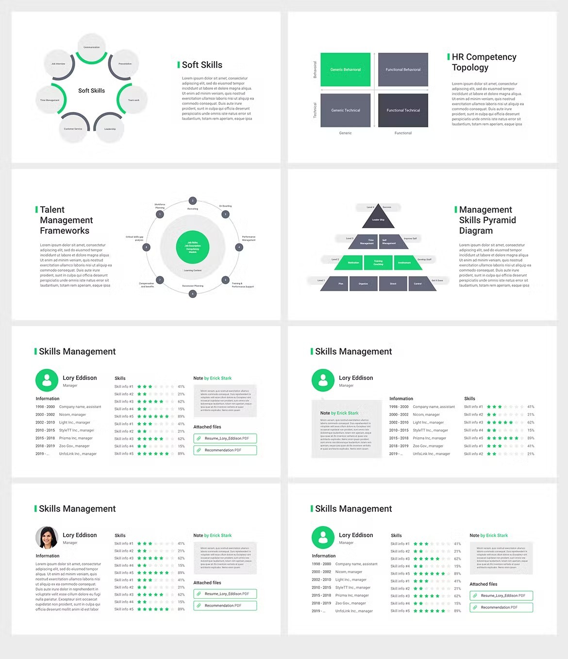 Green and grey infographics for interesting HR presentations.