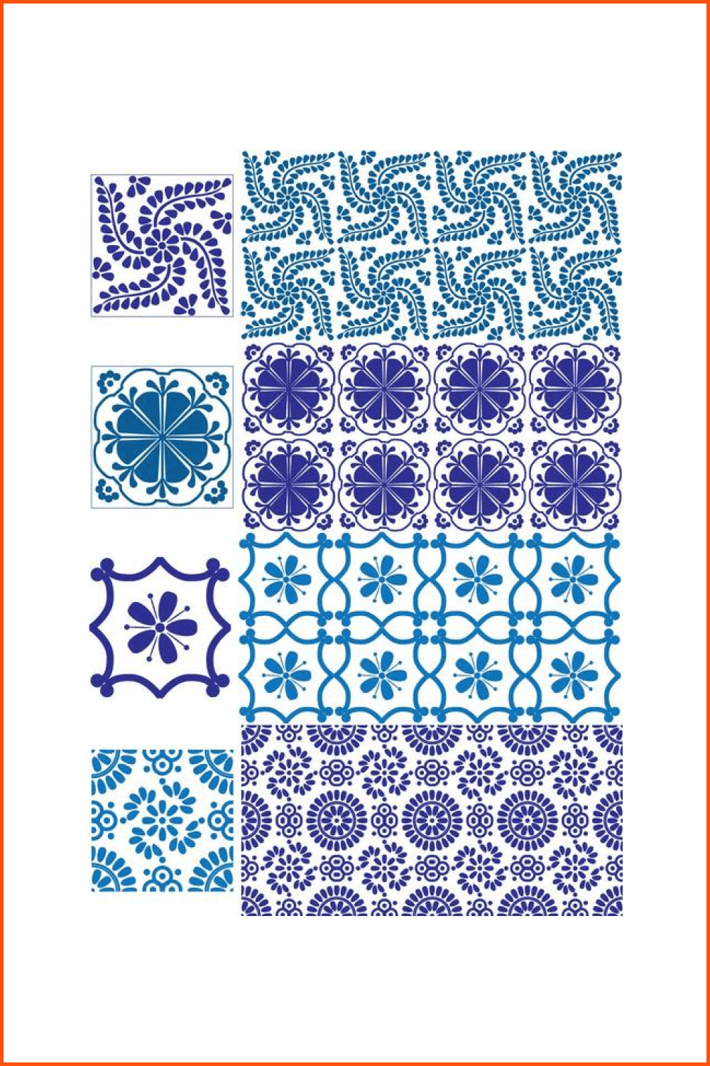 Blue And White Flower Patterns.