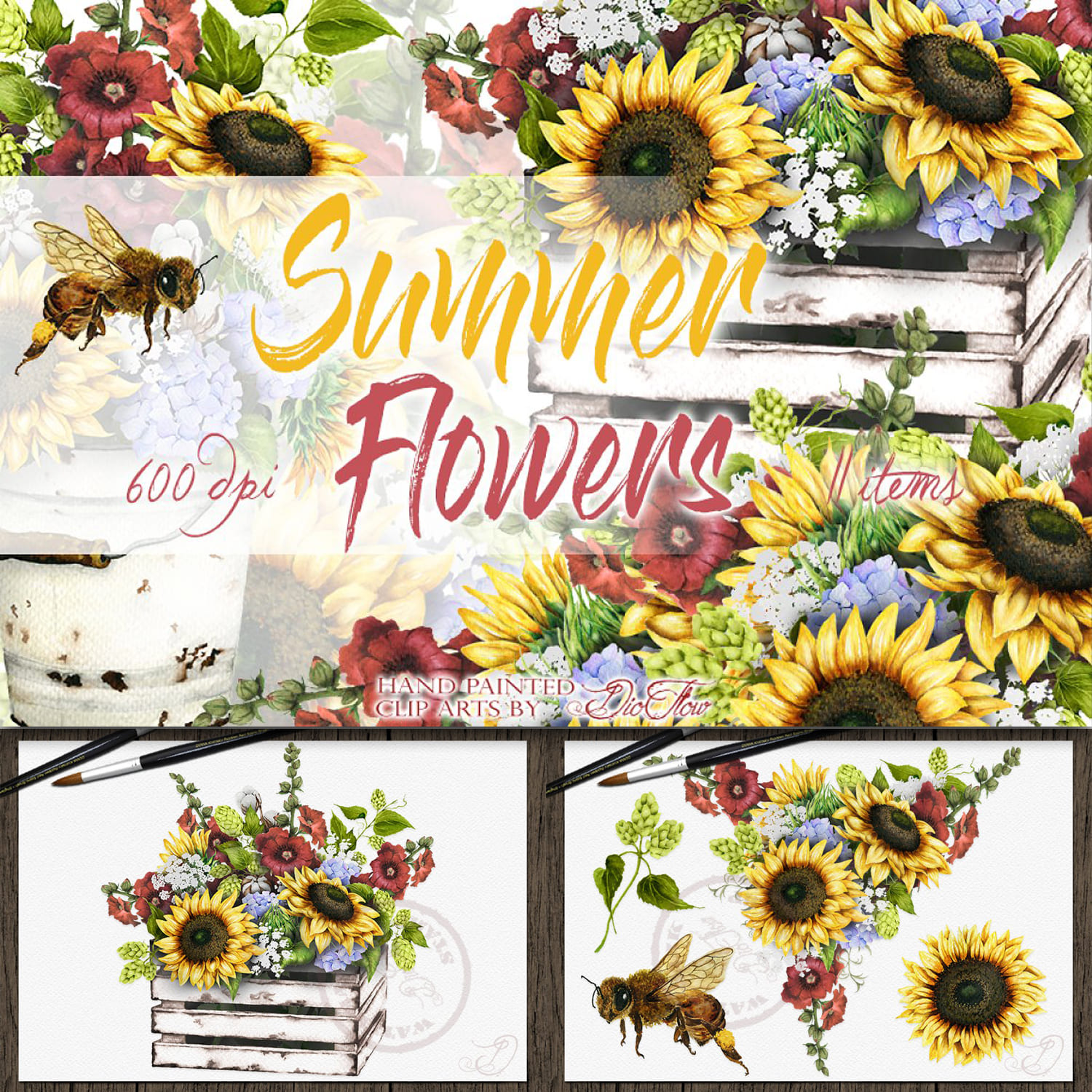 Summer Flowers Illustration cover.