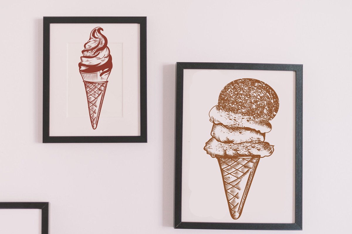 Ice cream photo frame mockup.