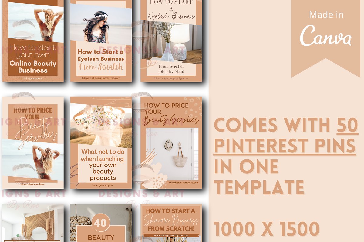 Template that comes with 50 Pinterest Pins.