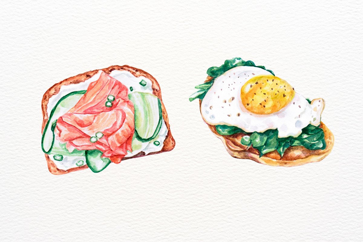 Salmon and egg toasts.