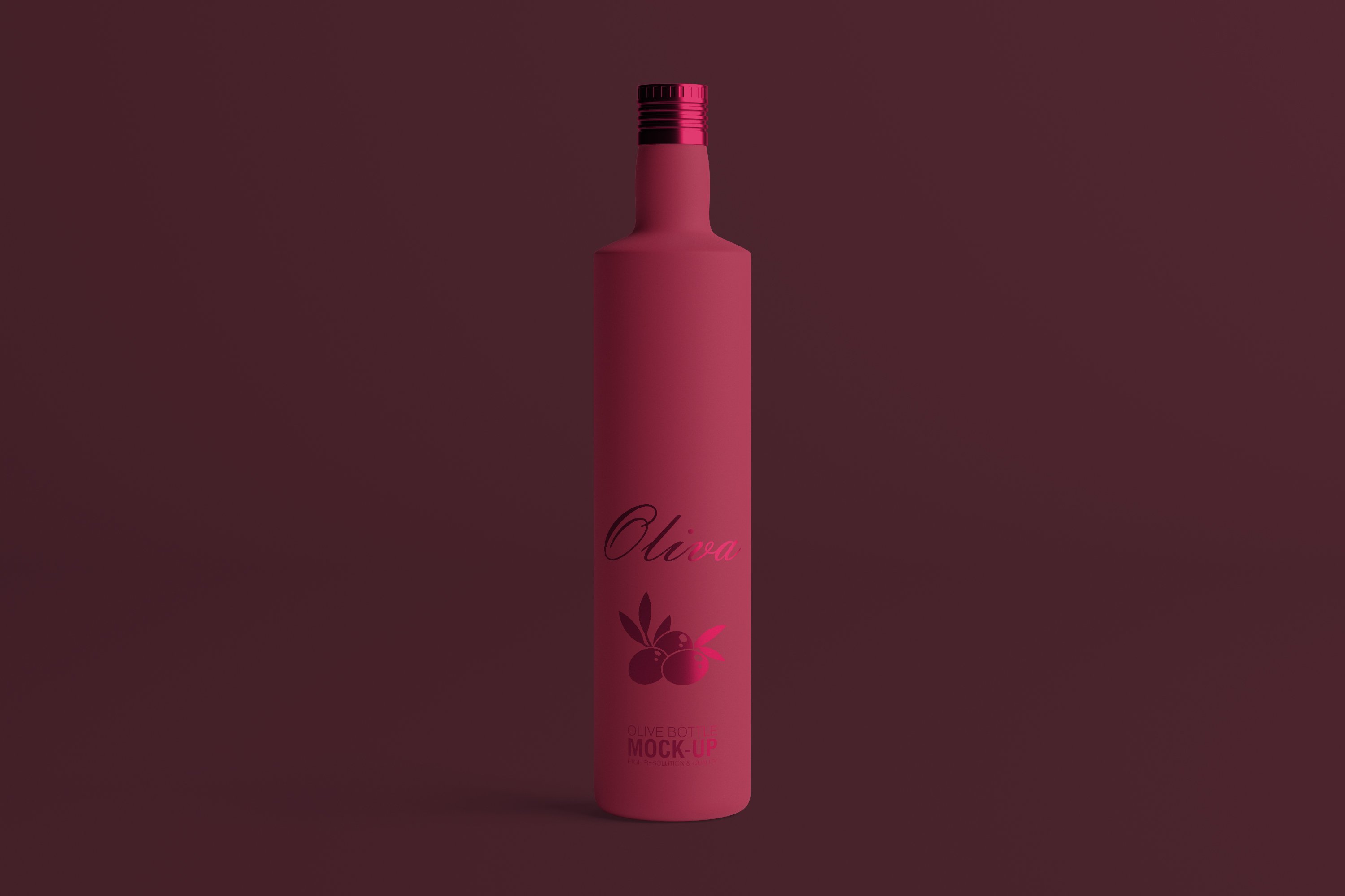 Pink matte bottle with pink logo.