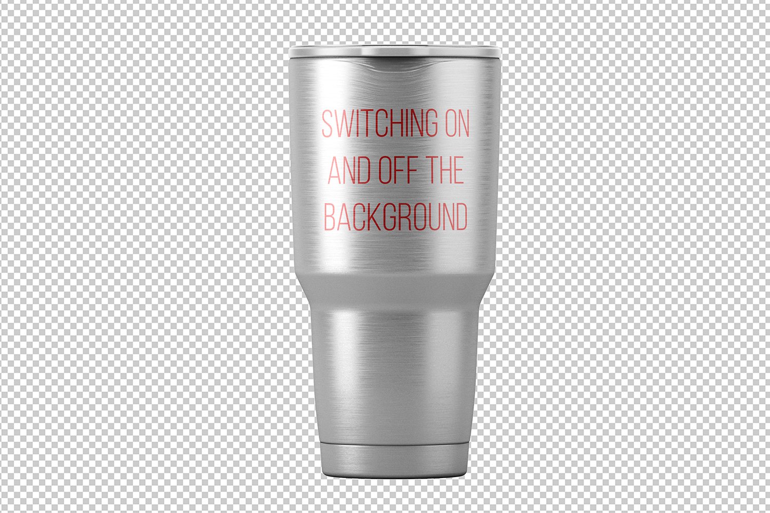 Metallic yeti cup with some description by red font.