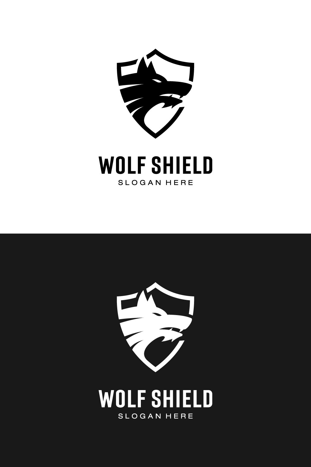 Wolf Head and Shield Logo Vector Design