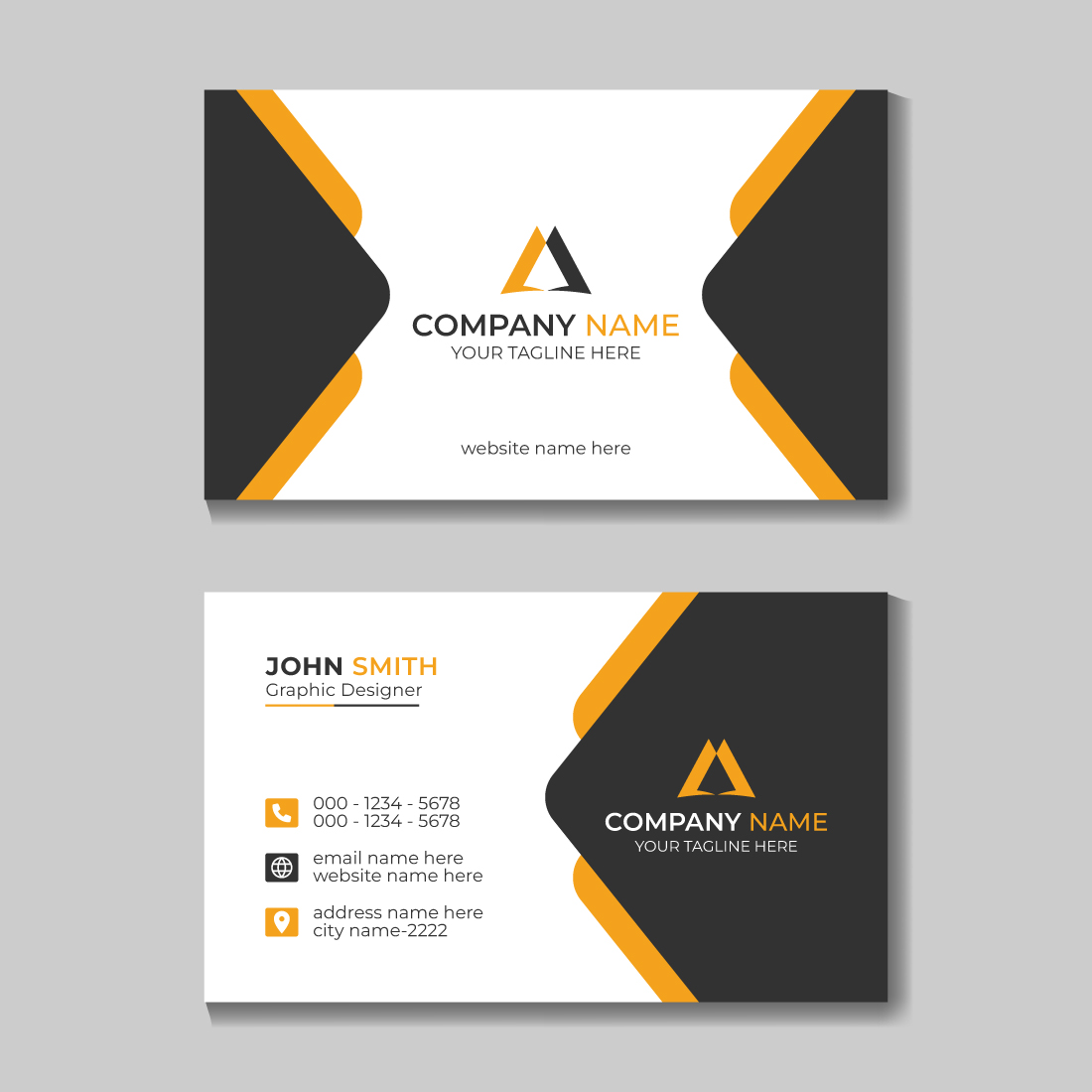 4 Corporate Modern Business Card Design Template Orange Card.