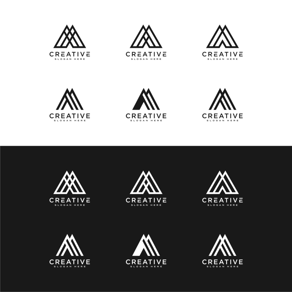 set of initials letter M abstract logo vector design - MasterBundles