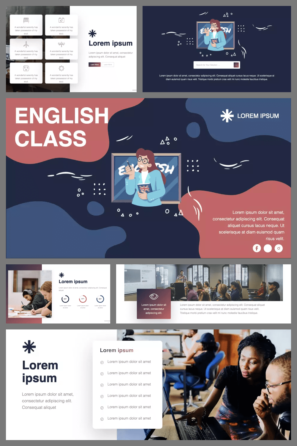 English Class Presentation: 50 Slides PPTX, KEY, Google Slides.