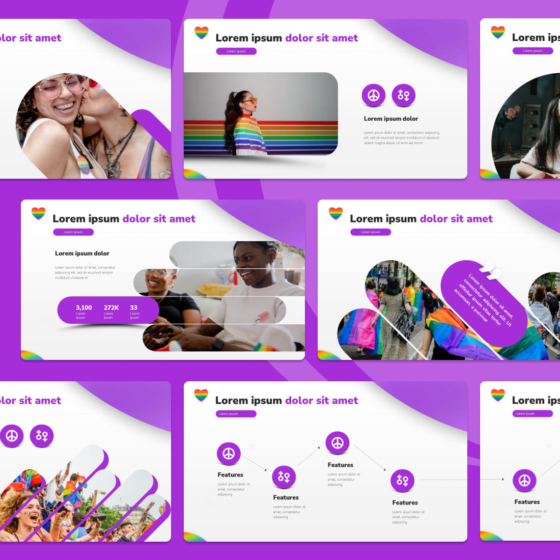 Love is Love LGBT PowerPoint Template cover.