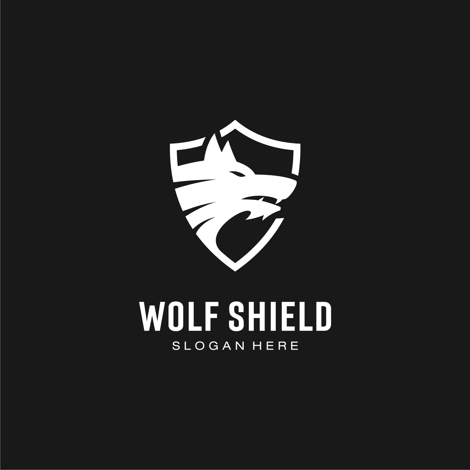 Wolf Head and Shield Logo Vector Design previews.