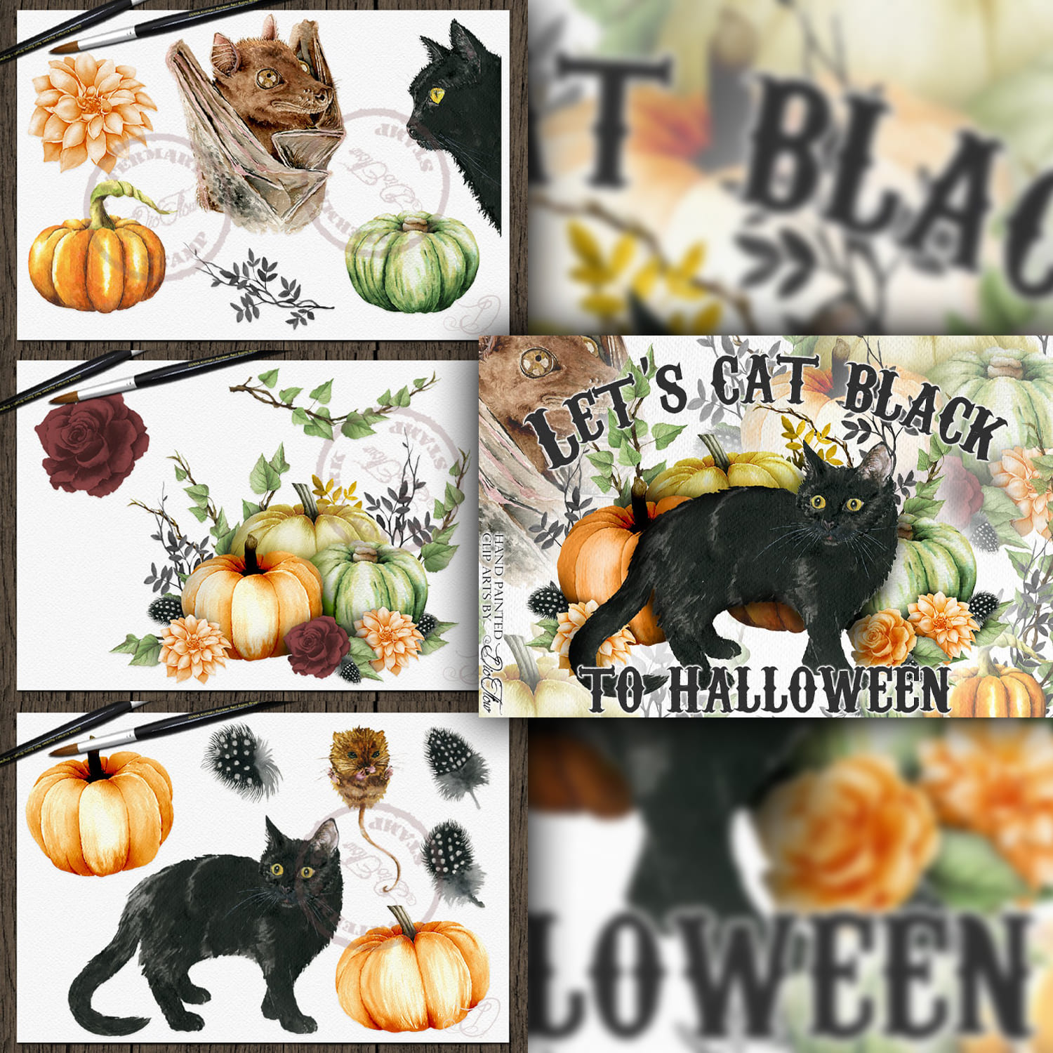 Black Cat Halloween Illustration cover.