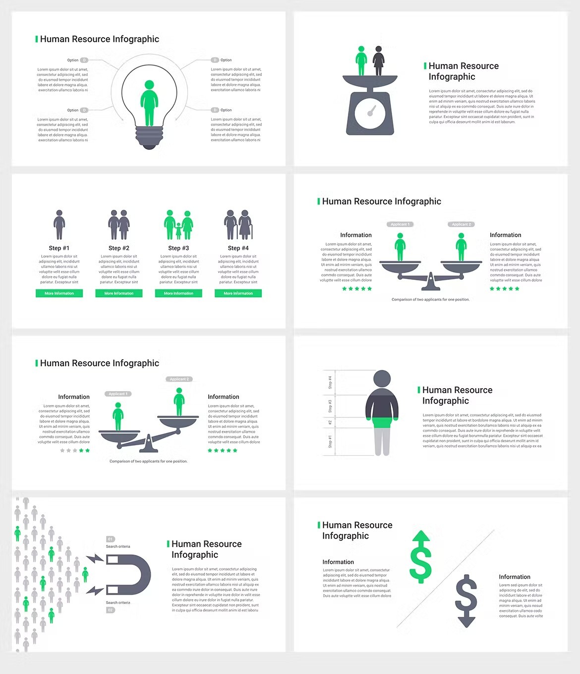 Creative infographics for HR presentation.