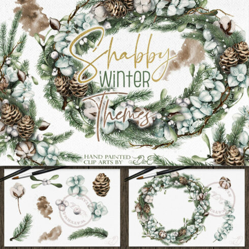 Shabby Winter Themes Illustration.
