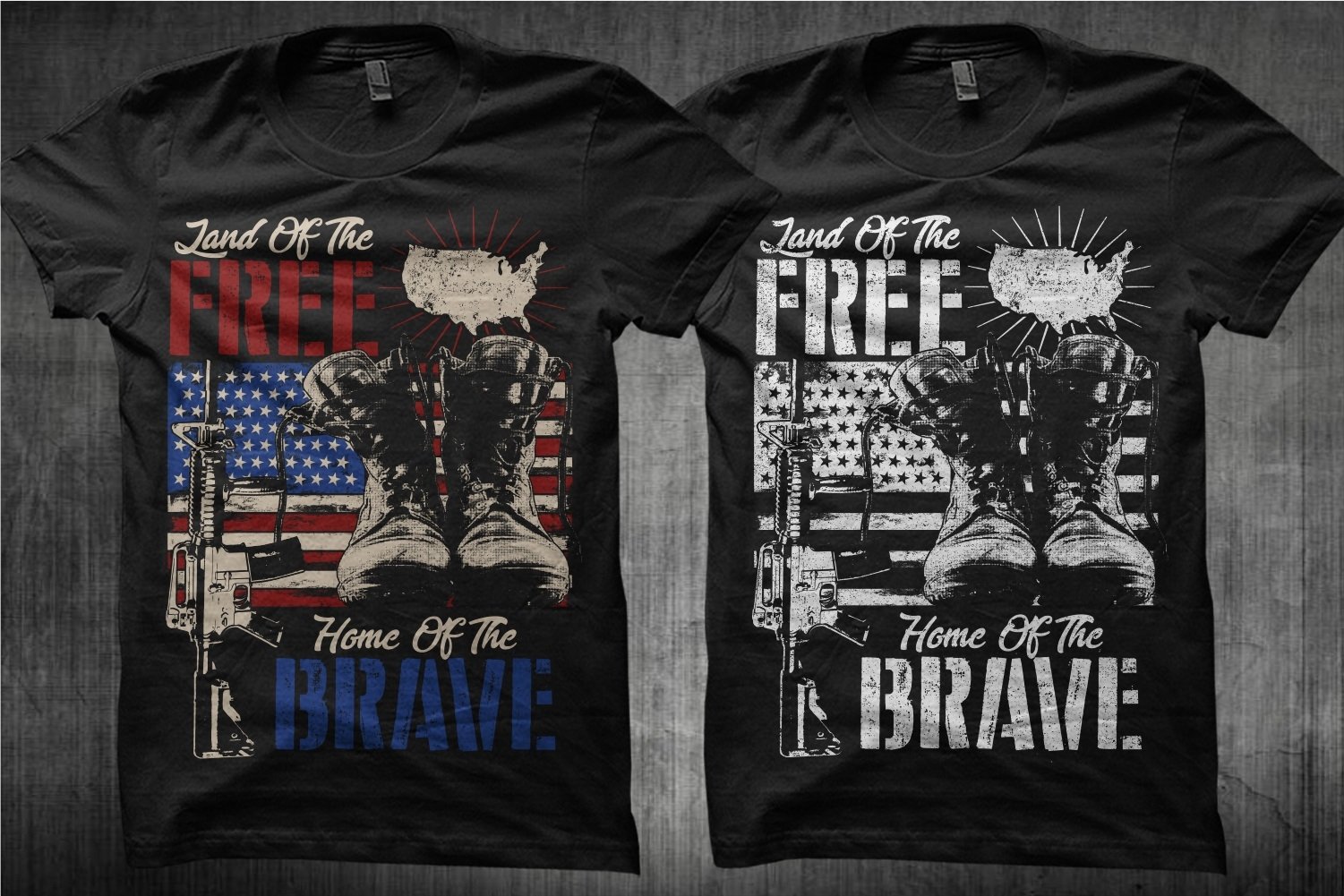 Two t-shirts with military prints.